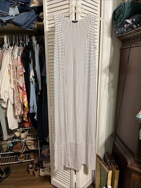 J. Jill Black and White Striped Sleeveless Maxi Dress